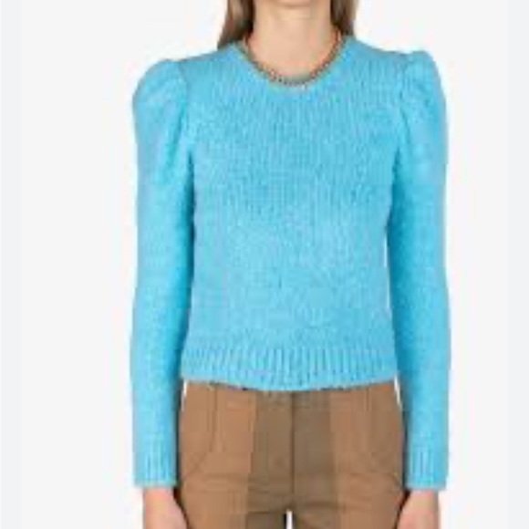 Derek Lam 10 Crosby Locken Puff Sleeve Sweater in Light Blue Alpaca Sz S - Picture 11 of 12